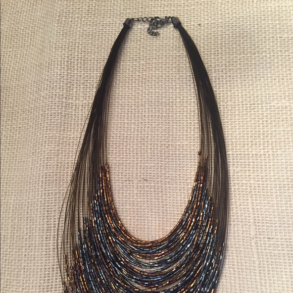 Bronze and Blue beaded Necklace - Picture 2 of 4